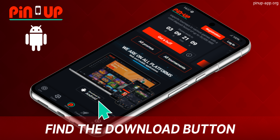 Find the Pin Up App APK download button